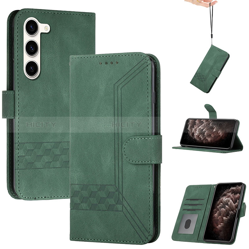 Coque Portefeuille Livre Cuir Etui Clapet YX4 pour Samsung Galaxy S22 Plus 5G Vert Plus