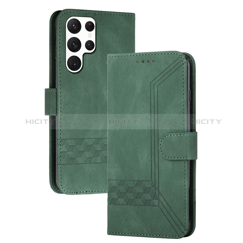 Coque Portefeuille Livre Cuir Etui Clapet YX4 pour Samsung Galaxy S24 Ultra 5G Vert Plus