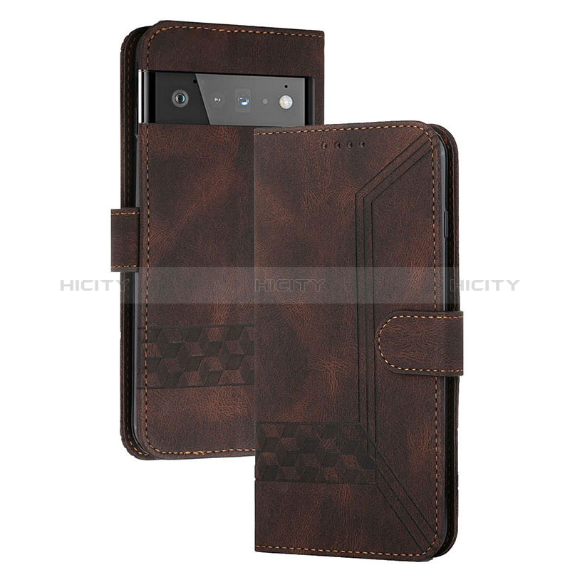 Coque Portefeuille Livre Cuir Etui Clapet YX5 pour Google Pixel 6 5G Marron Plus