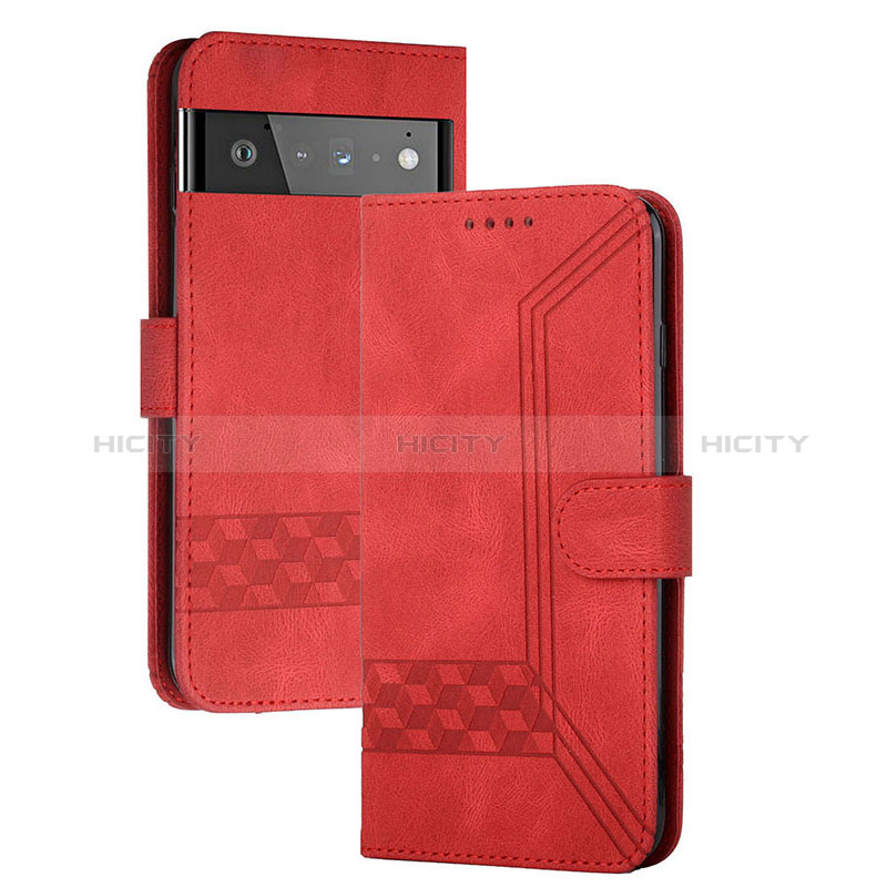 Coque Portefeuille Livre Cuir Etui Clapet YX5 pour Google Pixel 6 Pro 5G Rouge Plus