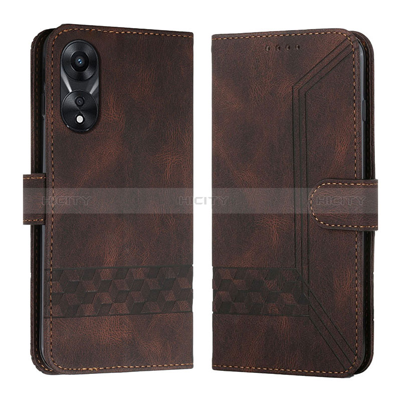 Coque Portefeuille Livre Cuir Etui Clapet YX5 pour Oppo A18 Marron Plus