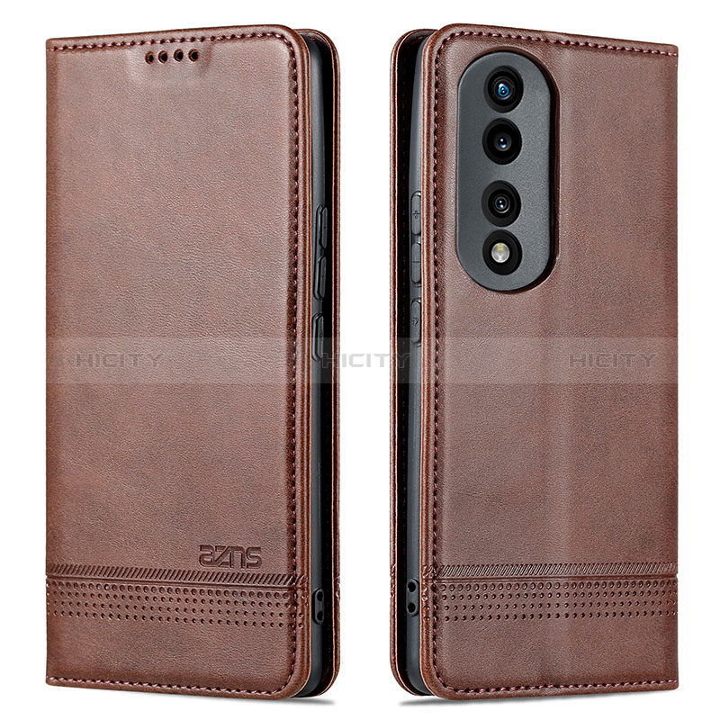 Coque Portefeuille Livre Cuir Etui Clapet YZ1 pour Huawei Honor 90 5G Marron Plus