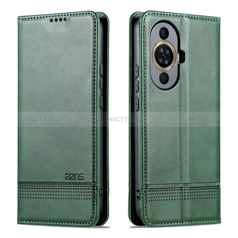 Coque Portefeuille Livre Cuir Etui Clapet YZ1 pour Huawei Nova 11 Pro Vert Plus