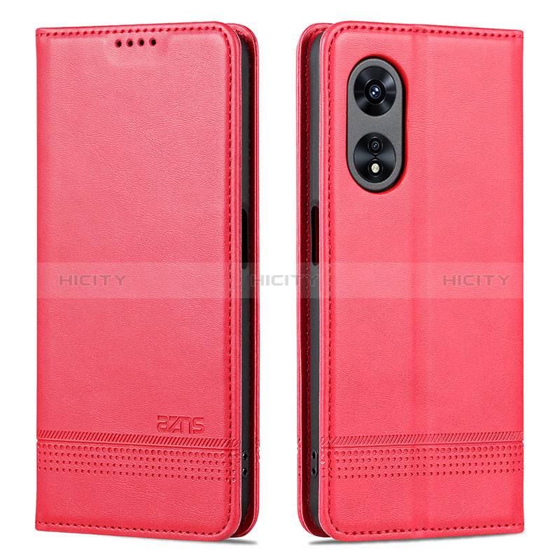 Coque Portefeuille Livre Cuir Etui Clapet YZ1 pour Oppo A58 5G Rose Rouge Plus