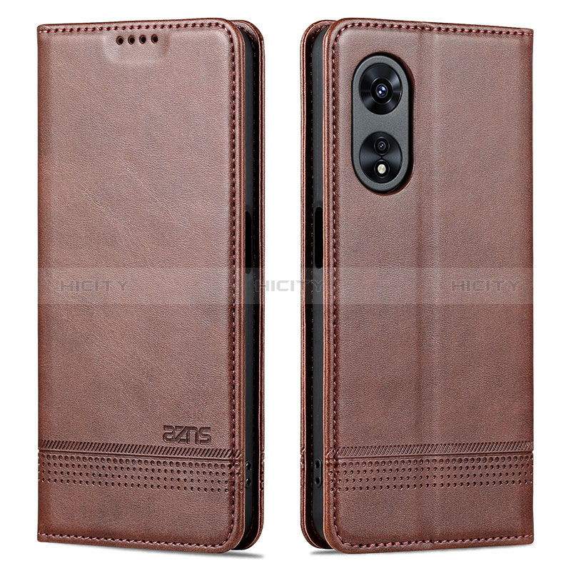 Coque Portefeuille Livre Cuir Etui Clapet YZ1 pour Oppo A78 5G Marron Plus