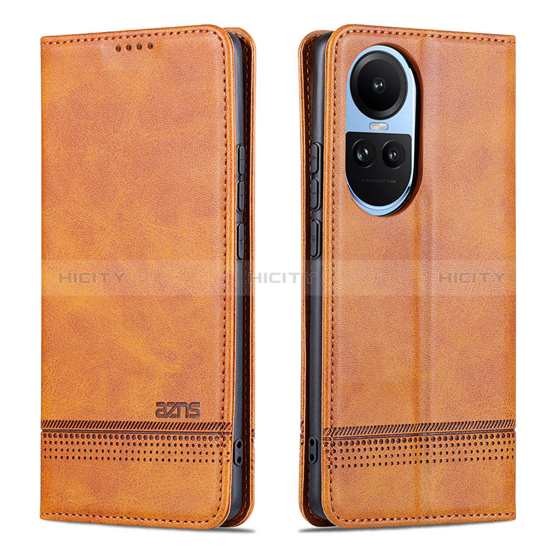 Coque Portefeuille Livre Cuir Etui Clapet YZ1 pour Oppo Reno10 Pro 5G Brun Clair Plus