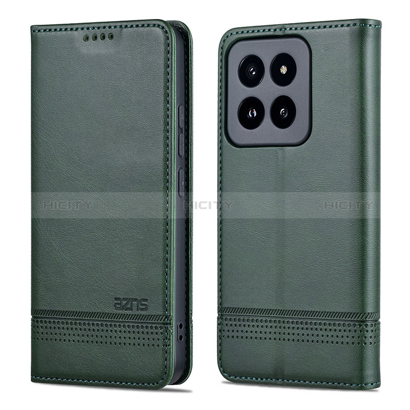 Coque Portefeuille Livre Cuir Etui Clapet YZ1 pour Xiaomi Mi 14 5G Vert Plus