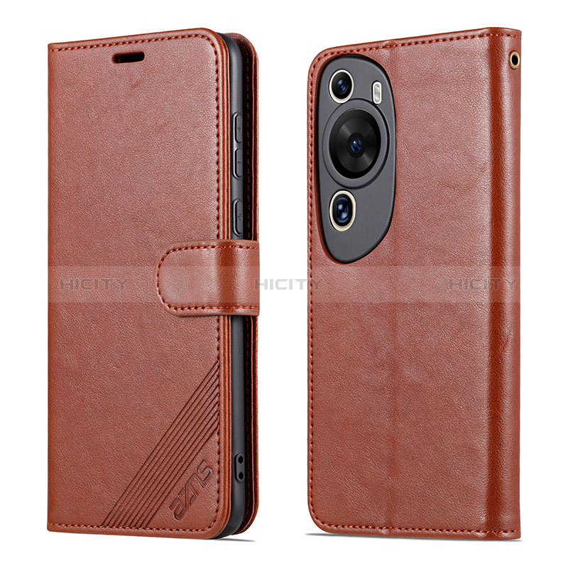 Coque Portefeuille Livre Cuir Etui Clapet YZ3 pour Huawei P60 Art Marron Plus