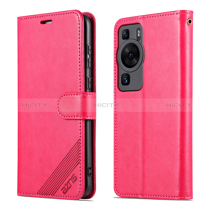 Coque Portefeuille Livre Cuir Etui Clapet YZ3 pour Huawei P60 Pro Rose Rouge Plus