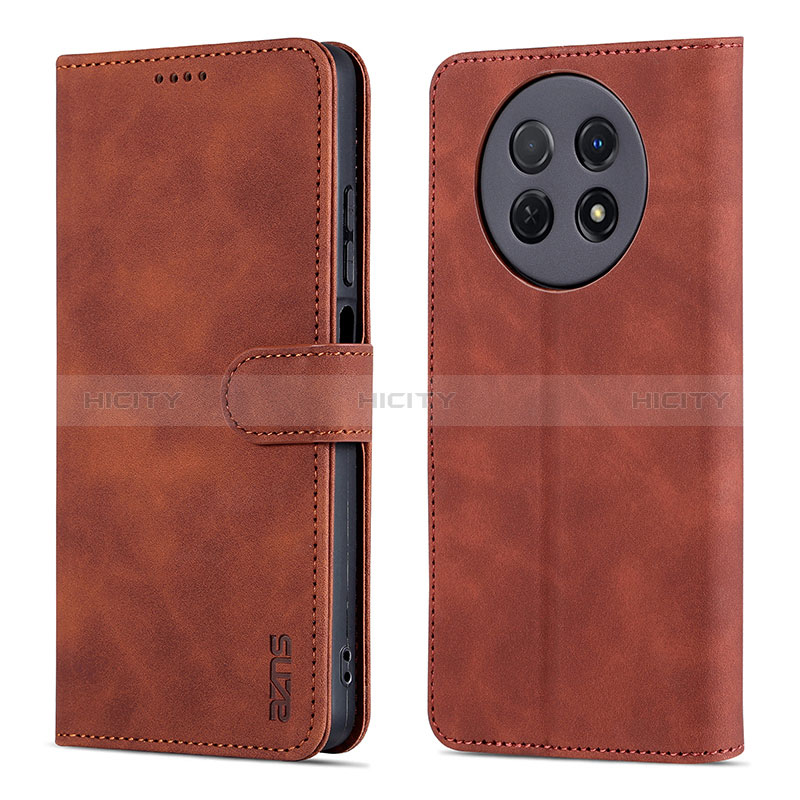 Coque Portefeuille Livre Cuir Etui Clapet YZ4 pour Huawei Nova Y91 Marron Plus