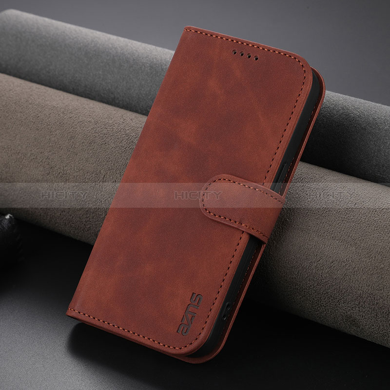 Coque Portefeuille Livre Cuir Etui Clapet YZ5 pour Apple iPhone 15 Pro Marron Plus