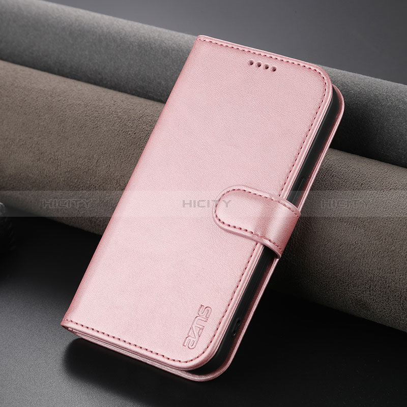 Coque Portefeuille Livre Cuir Etui Clapet YZ5 pour Apple iPhone 15 Pro Or Rose Plus