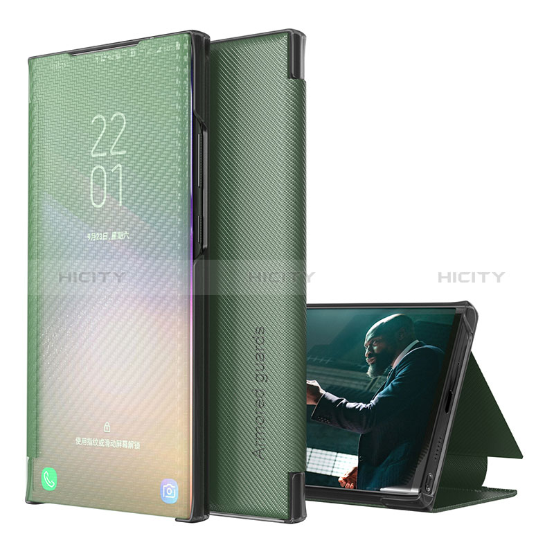 Coque Portefeuille Livre Cuir Etui Clapet ZL1 pour Samsung Galaxy A12 5G Vert Plus