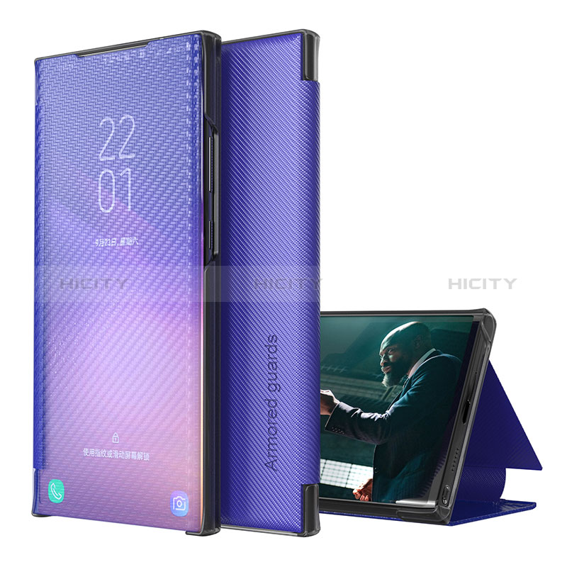 Coque Portefeuille Livre Cuir Etui Clapet ZL1 pour Samsung Galaxy A12 5G Violet Plus