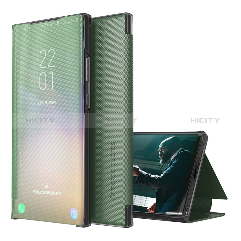 Coque Portefeuille Livre Cuir Etui Clapet ZL1 pour Samsung Galaxy A12 Vert Plus