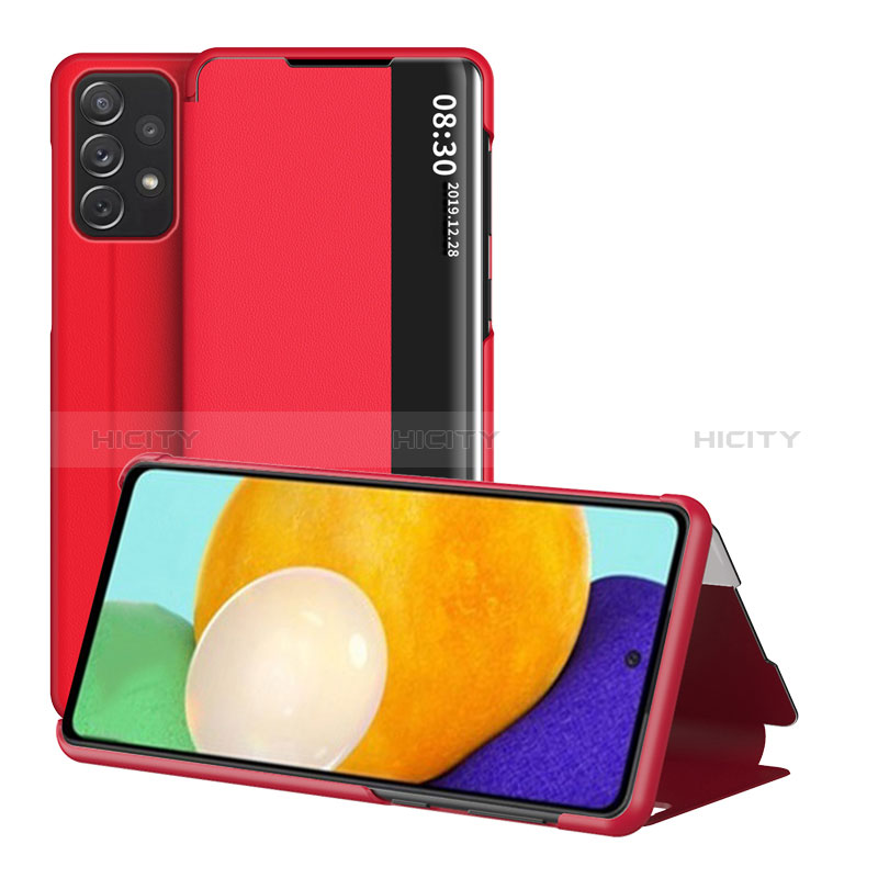 Coque Portefeuille Livre Cuir Etui Clapet ZL1 pour Samsung Galaxy A52s 5G Rouge Plus