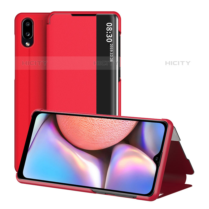 Coque Portefeuille Livre Cuir Etui Clapet ZL1 pour Samsung Galaxy M01s Rouge Plus