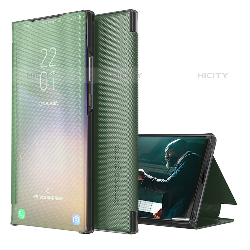 Coque Portefeuille Livre Cuir Etui Clapet ZL1 pour Samsung Galaxy M02 Vert Plus