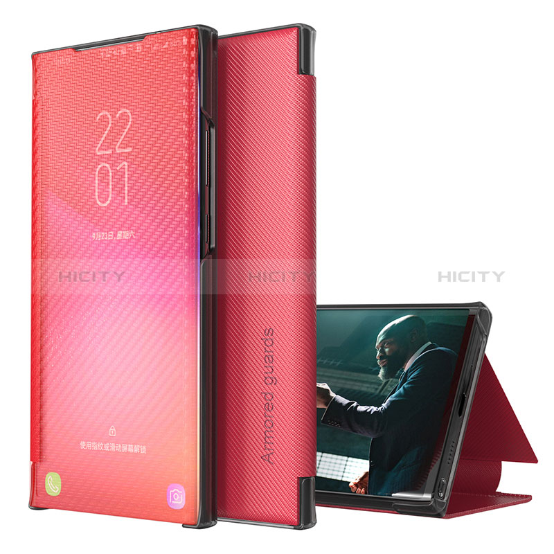 Coque Portefeuille Livre Cuir Etui Clapet ZL1 pour Samsung Galaxy M12 Rouge Plus