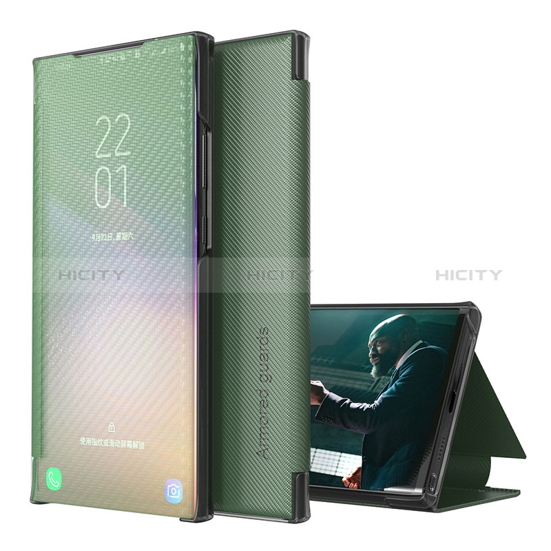 Coque Portefeuille Livre Cuir Etui Clapet ZL1 pour Samsung Galaxy M21s Vert Plus