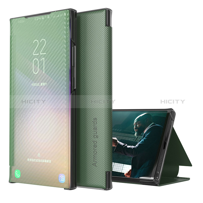 Coque Portefeuille Livre Cuir Etui Clapet ZL1 pour Samsung Galaxy M40S Vert Plus