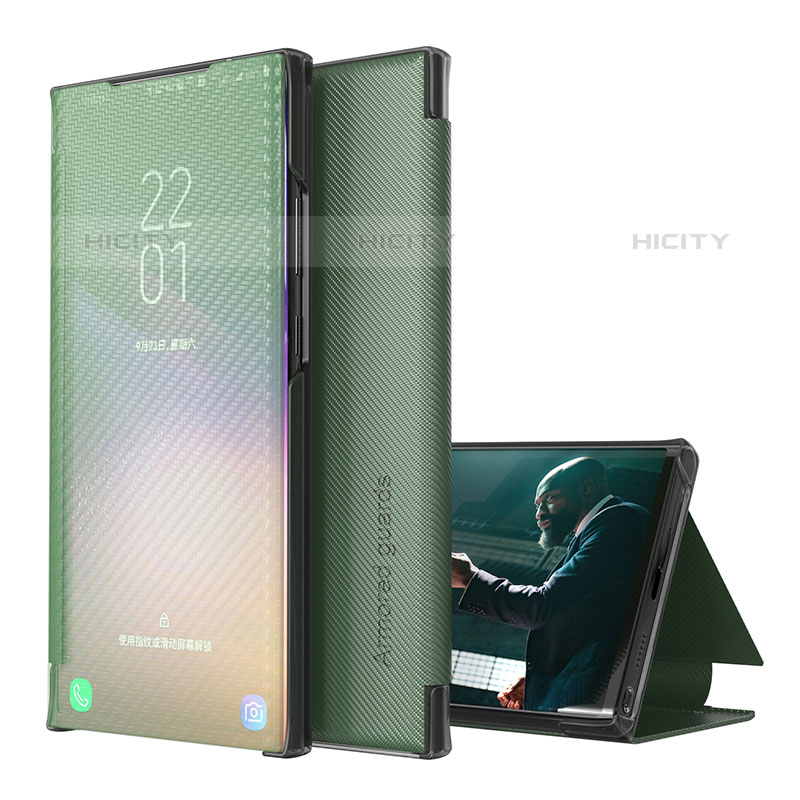 Coque Portefeuille Livre Cuir Etui Clapet ZL1 pour Samsung Galaxy M62 4G Vert Plus