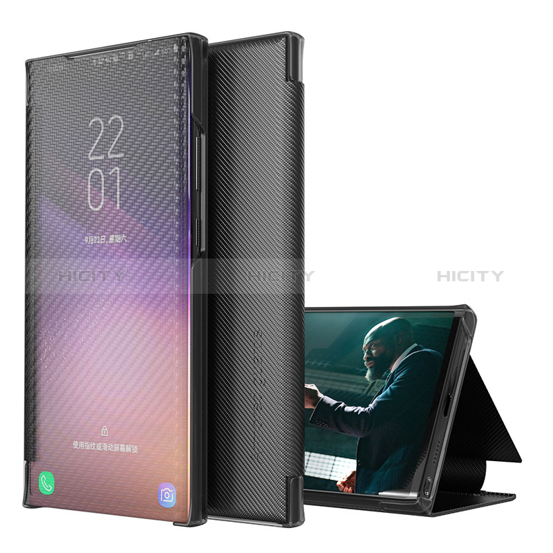 Coque Portefeuille Livre Cuir Etui Clapet ZL1 pour Samsung Galaxy S22 Ultra 5G Noir Plus
