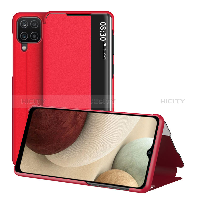 Coque Portefeuille Livre Cuir Etui Clapet ZL2 pour Samsung Galaxy A12 Rouge Plus