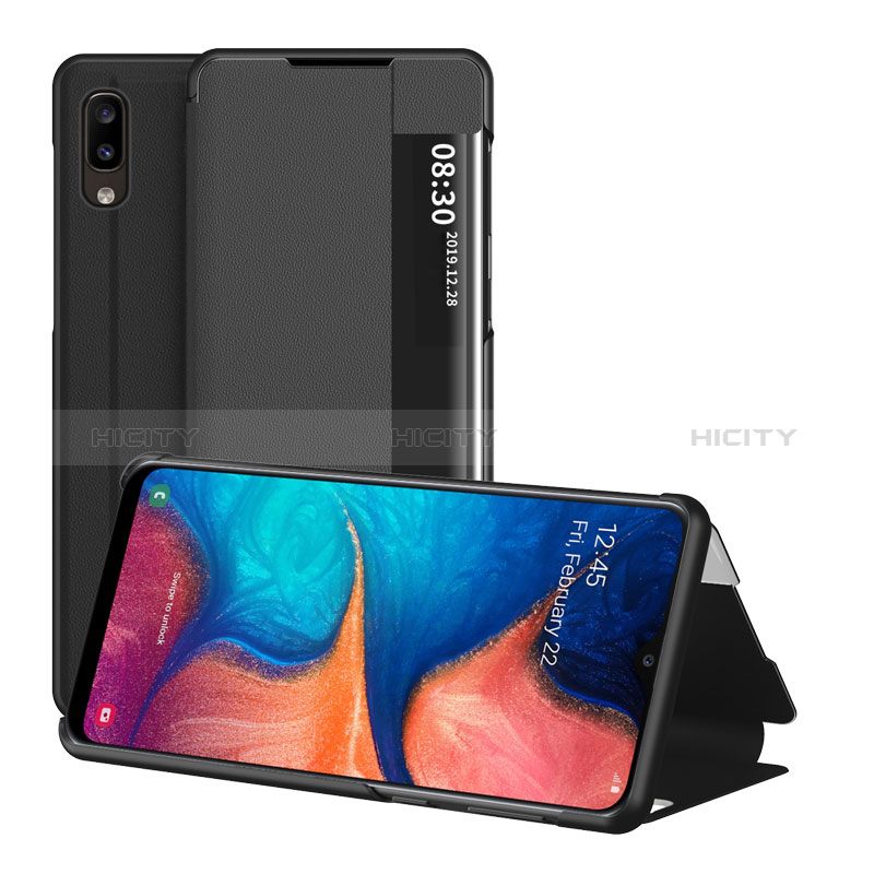 Coque Portefeuille Livre Cuir Etui Clapet ZL2 pour Samsung Galaxy A20e Noir Plus