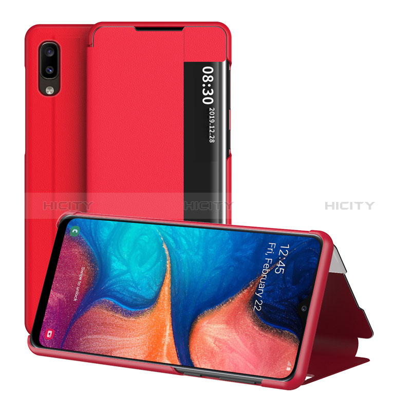 Coque Portefeuille Livre Cuir Etui Clapet ZL2 pour Samsung Galaxy A20e Rouge Plus