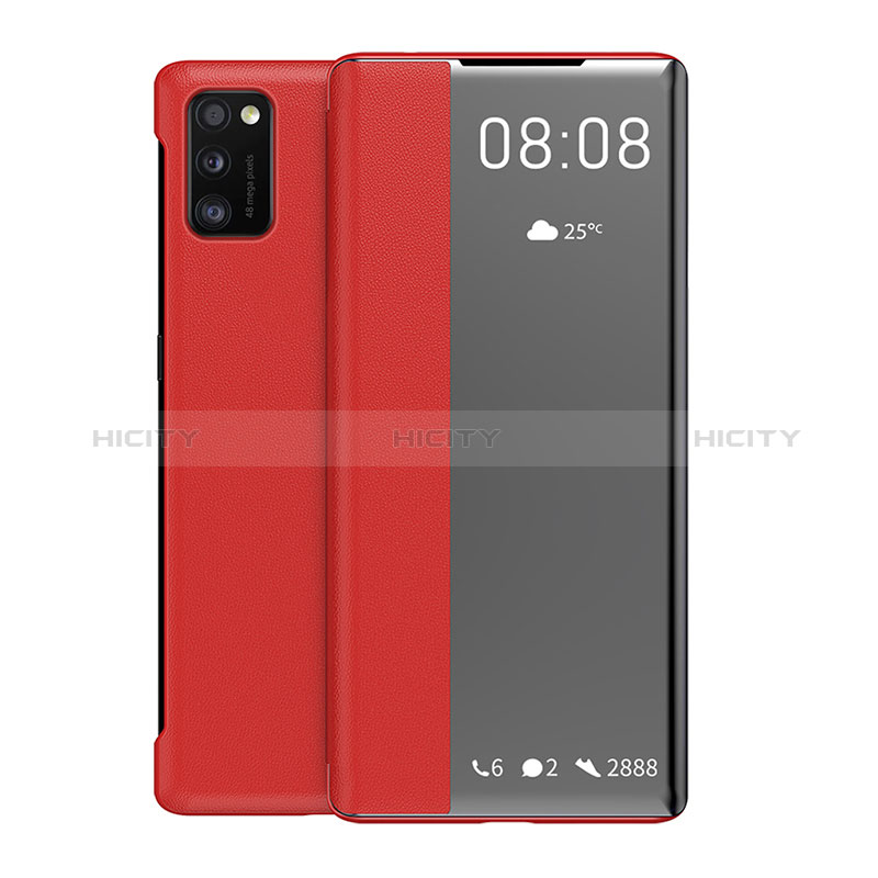 Coque Portefeuille Livre Cuir Etui Clapet ZL2 pour Samsung Galaxy A41 Rouge Plus