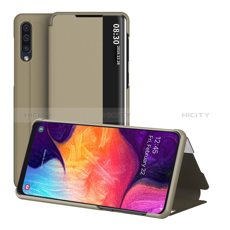 Coque Portefeuille Livre Cuir Etui Clapet ZL2 pour Samsung Galaxy A50S Or Plus