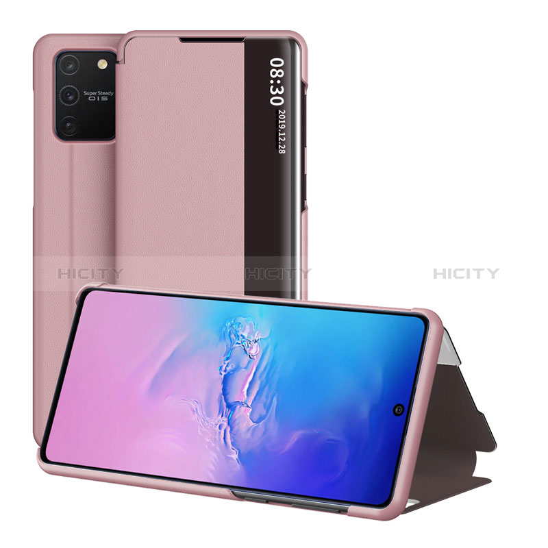 Coque Portefeuille Livre Cuir Etui Clapet ZL2 pour Samsung Galaxy A91 Or Rose Plus