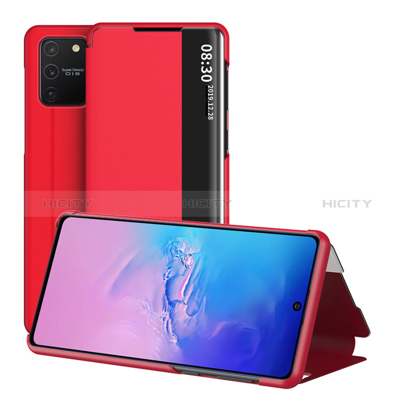 Coque Portefeuille Livre Cuir Etui Clapet ZL2 pour Samsung Galaxy A91 Rouge Plus