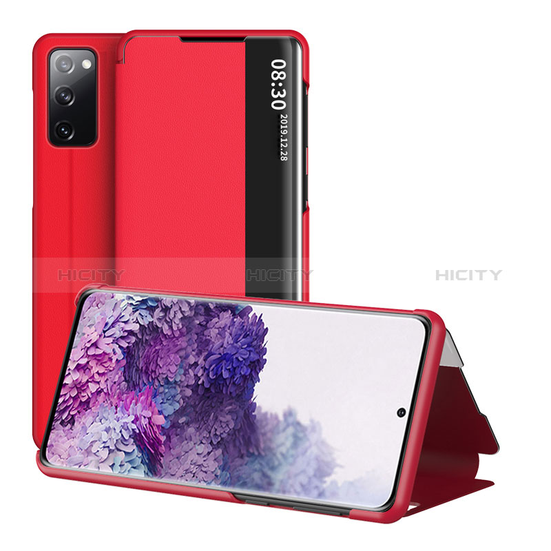 Coque Portefeuille Livre Cuir Etui Clapet ZL2 pour Samsung Galaxy S20 Lite 5G Rouge Plus