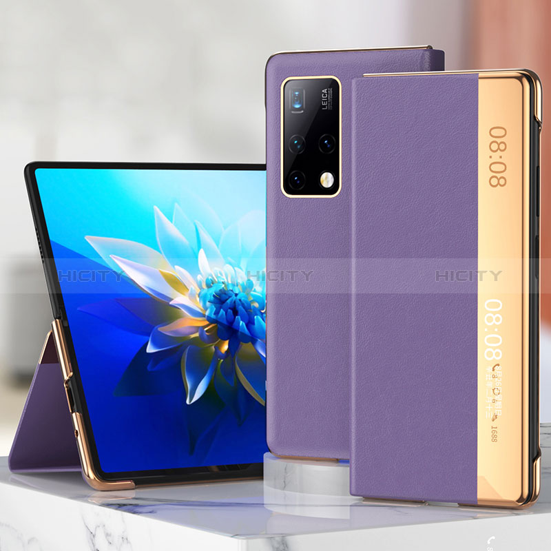 Coque Portefeuille Livre Cuir Etui Clapet ZL3 pour Huawei Mate X2 Violet Plus