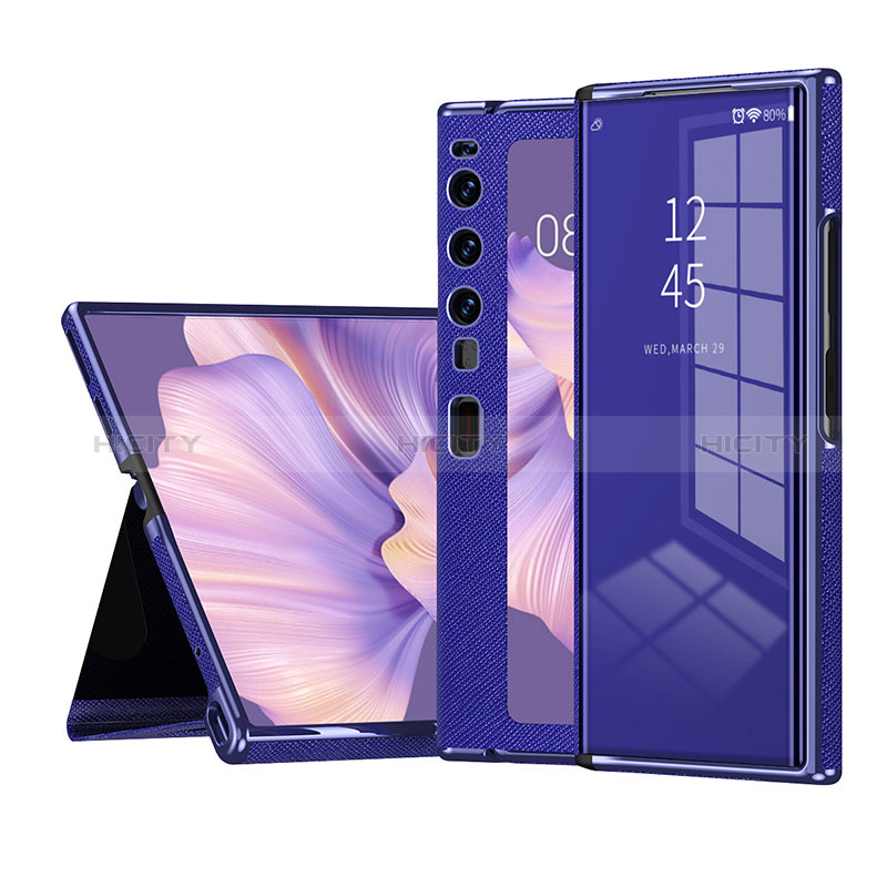 Coque Portefeuille Livre Cuir Etui Clapet ZL3 pour Huawei Mate Xs 2 Bleu Plus