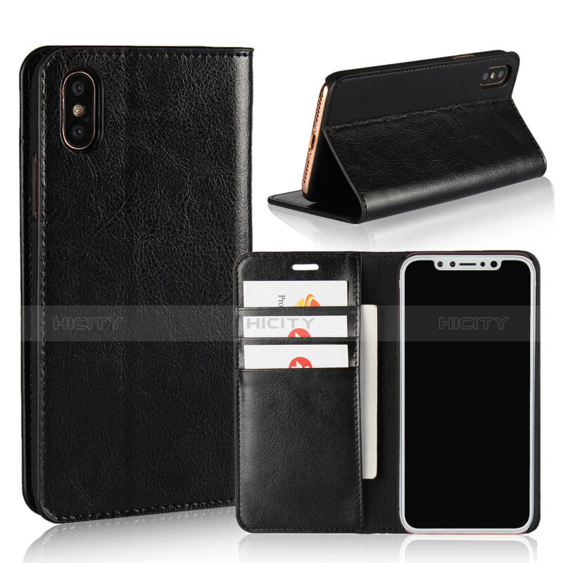 Coque Portefeuille Livre Cuir F01 pour Apple iPhone Xs Noir Plus