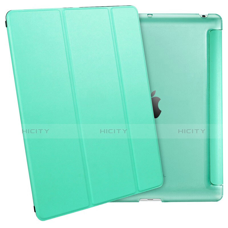 Coque Portefeuille Livre Cuir L01 pour Apple iPad 4 Vert Plus