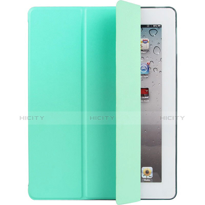 Coque Portefeuille Livre Cuir L01 pour Apple iPad 4 Vert Plus