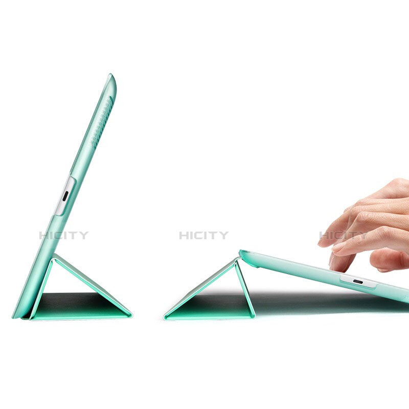 Coque Portefeuille Livre Cuir L01 pour Apple iPad 4 Vert Plus