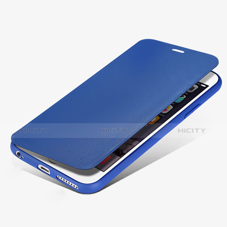 Coque Portefeuille Livre Cuir L01 pour Apple iPhone 6 Bleu Plus