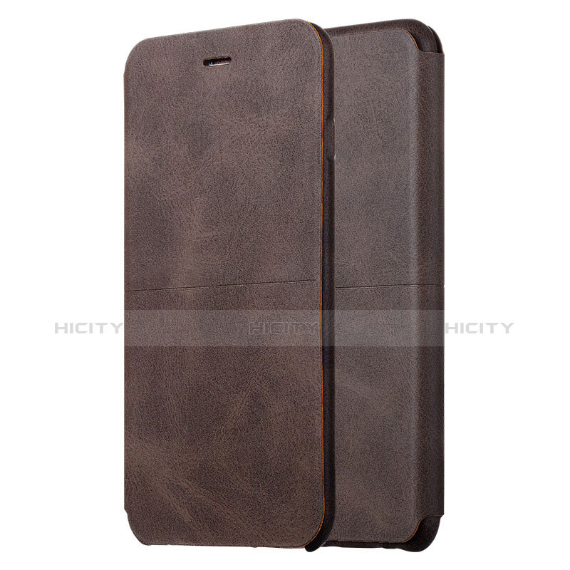 Coque Portefeuille Livre Cuir L01 pour Apple iPhone 6 Plus Marron Plus