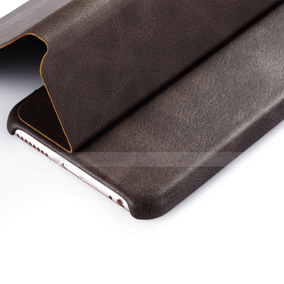 Coque Portefeuille Livre Cuir L01 pour Apple iPhone 6 Plus Marron Plus