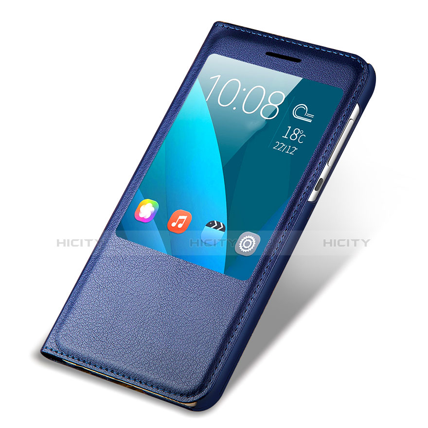 Coque Portefeuille Livre Cuir L01 pour Huawei Honor 4X Bleu Plus