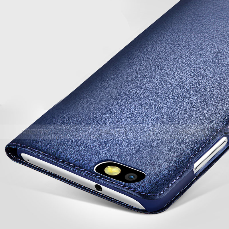 Coque Portefeuille Livre Cuir L01 pour Huawei Honor 4X Bleu Plus