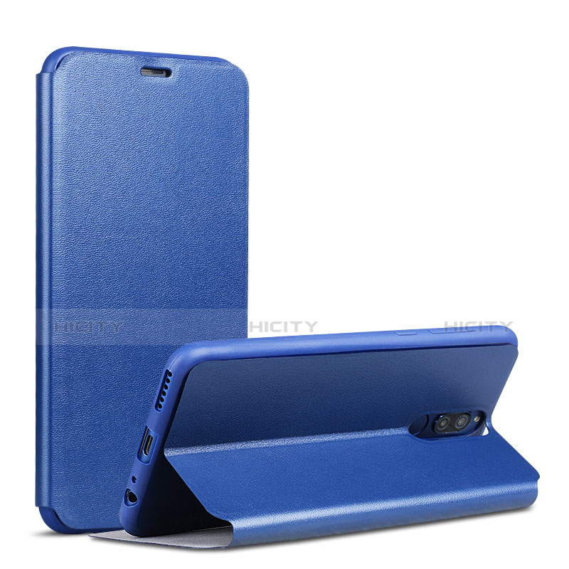 Coque Portefeuille Livre Cuir L01 pour Huawei Nova 2i Bleu Plus