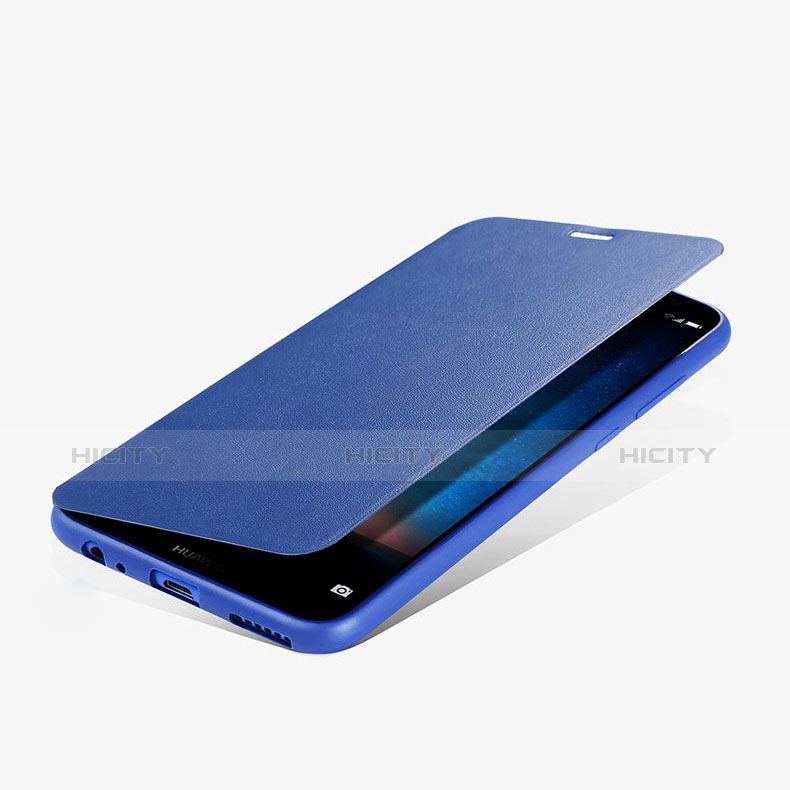 Coque Portefeuille Livre Cuir L01 pour Huawei Nova 2i Bleu Plus