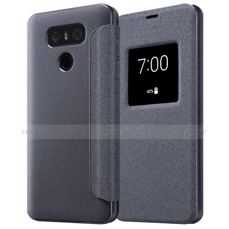 Coque Portefeuille Livre Cuir L01 pour LG G6 Noir Plus