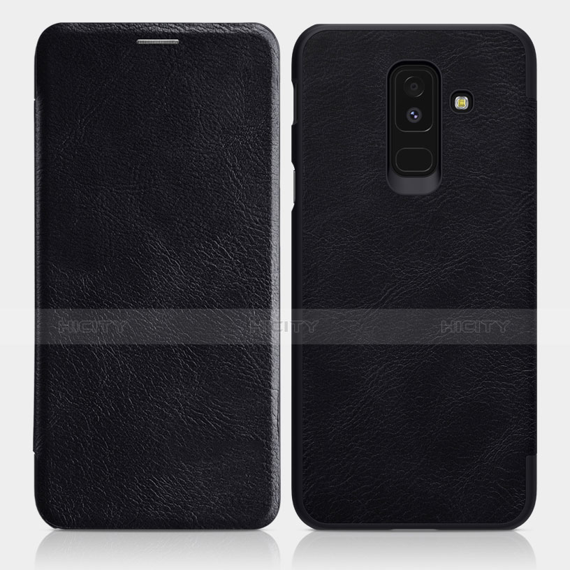 Coque Portefeuille Livre Cuir L01 pour Samsung Galaxy A6 Plus Noir Plus